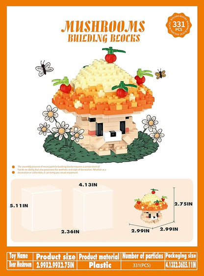 Jam Mushroom Mini Cute Mushroom Animals Building Toy Set Adorable Plant Blocks for Creative Play Bonsai Botanical Collection