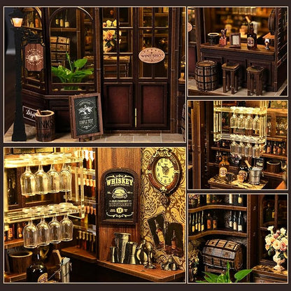 Book Nook Kit for Adults, 3D DIY Wooden Holiday Theme Miniature House Craft Kit Bookshelf Christmas Decor Halloween Birthday Gift