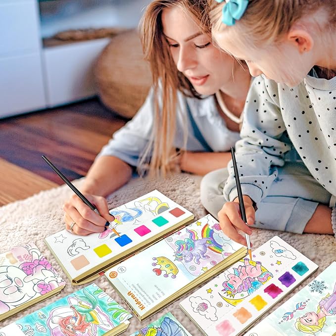 Paint with Water Coloring Books for Kids - 2 Pack, Pocket Mess Free Watercolor Painting Kit, Water Color Paint Set Arts and Crafts Gift for Girls Ages 4 5 6 7 8+, Travel Activity Toy