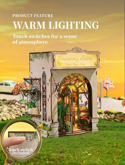 Flower Shop Miniature House Kit,DIY Miniature Dollhouse Kit with LED & Furniture,Mini Diorama House Building Kit for Adults Teens,3D Wooden Crafts Tiny House Mini Model Kit,Home Decor Birthday Gifts