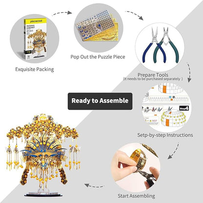 Piececool 3D Puzzles for Adults Metal Model Building DIY Kit-Phoenix Coronet DIY Craft Kits for Teens, Anxiety Relief Puzzle Toys, Great Gift Idea-433 Pcs