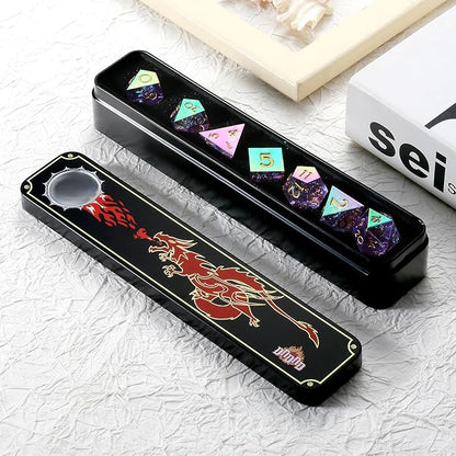 Iridescent Plating Lilac Sharp D&D Dice, DNDND Handmade DND Resin Sharp Edge D&D Die with Gift Case for Dungeons and Dragon Tabletop Games (Iridescent Plating Lilac)
