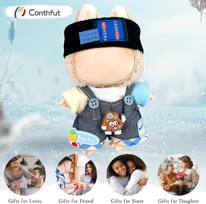 Overalls Doll Clothes ,17cm/15cm Dolls Outfit Set,Accessories for Doll,Stylish Clothes Set Dress Up (No Doll) (Blue Overalls Suit)
