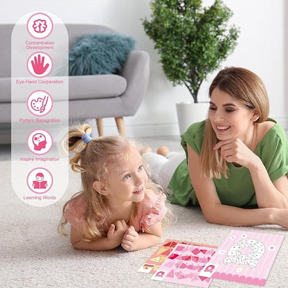 Reusable Sticker Book for Kids Ages 4-8 Princess Stickers and Dessert Stickers Paint by Sticker Kids Boys and Girls Birthday Gifts Party Favor, Travel Activity Book Set for Learning, 2 Pack