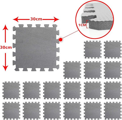 meiqicool Foam Play Mat Thick Soft EVA Interlocking Foam Floor Mats Children Yoga Exercise Multi Jigsaw Puzzle Blocking Board Kids Playmats Play Grey 18 Piece L
