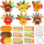 Bafeil 24 Sets Thanksgiving Turkey Craft Kits DIY Autumn Make a Turkey Paper Plate Crafts Turkey Ornaments Decorations Art Sets for Festive Fall Autumn Thanksgiving Party Classroom Activities