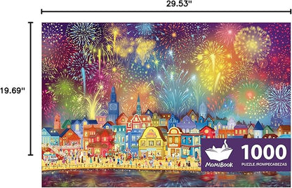 MOMIBOOK Puzzles for Adults 1000 Pieces Jigsaw Puzzles of Fireworks are Gorgeous, Luminous Painting Image Difficult Challenging Hard Impossible Puzzle Unique Funny Party Christmas Birthday Gifts