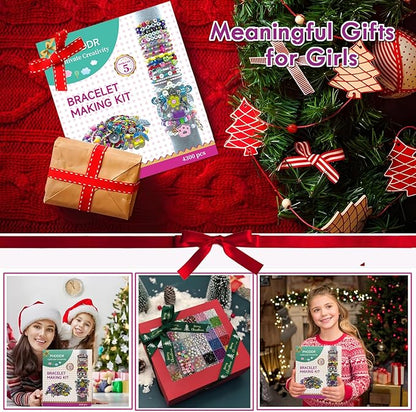 PHODDR 4300pcs Beads Bracelet Making Kit ，Beads for Jewelry Making Kit Supplies, Friendship Bracelet kit， Birthday Christmas Gifts for Girls Ages 5 6 7 8 9 10 11 12 Years Old