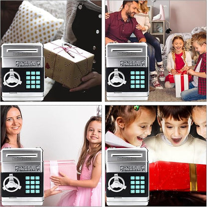 Piggy Bank for Kids, ATM Electronic Password Cash Coin Bank, Money Saving Box for Kids, Boys Girls Birthday Gift (Silver)