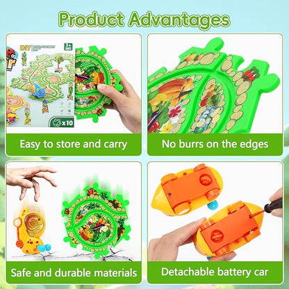 10Pcs Puzzle Racer Kids Car Track Set for Toddlers Boys, Race Tracks for Kids Ages 3-8, Puzzle Track Car Play Set, Educational Puzzles Cars Toys for 3 4 5 6 Year Old Boys (Snail)