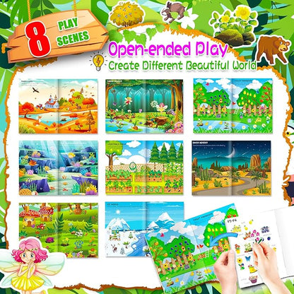 Sticker Book for Kids, 230+ Dinosaur & 250+ Plant Stickers & 16 Scenes, Reusable Activity Sheet, Seek and Find Sticker Coloring Pad, for Boys Girls Toddlers Ages 2-4 4-8 Years Old 3-5 6-7