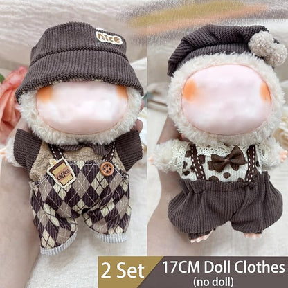 Clothes for 17cm Dolls 2 Set, Cute Hat & Outfit Set for Dolls, Adorable Dress-Up Accessories for Doll