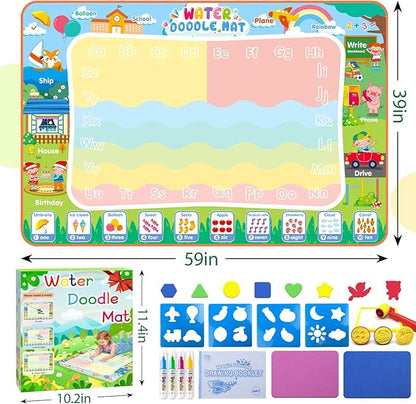 Extra Large Water Doodle Mat 60 x 40 Inches Kids Water Painting Doodle Drawing Mat Toy Writing Free Coloring Magic Educational Toys for Boys Girls Age 3 4 5 6 7 8 Year Old Christmas Birthday Present