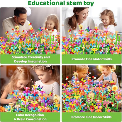 238Pcs Flower Garden Building Toys for Girls 3 4 5 6 7 Year Old, Upgrade DIY Building Stacking Toys, STEM Preschool Educational Toddler Toys Brain Development Kindergarten Kids Toy
