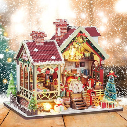 2025 New Christmas Miniature House Kit, Tiny House Kit with Music and Light, DIY Mini House Building Kits for Adults to Building, Unique Gift for Birthday Christmas, Winterfest Have