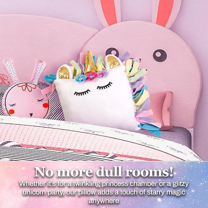 Pinwheel Crafts Unicorn Pillow Kit - DIY Arts and Crafts for Kids Ages 6 7 8-12+ Years, No Sewing Kit for Kids, Unicorn White Pillow Craft Kits for Birthday, Christmas Gifts for Girls