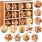 Yilloog 12 Pcs Wooden Brain Teaser Puzzles Set, Educational Games 3D Wooden Puzzle, Logic IQ Mind Challenging Puzzles for Adults Kids Christmas Birthday Gifts