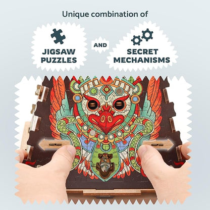 iDventure Cluepuzzle Pyramid of The Sun | Puzzle Box with Jigsaw Puzzle | Escape Room Game | Treasure Box | 3D Wooden Puzzle | Sequential Puzzles Puzzle Box Adults and 10+ | Money Gift Box