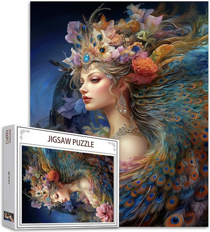 Tucocoo 1000 Piece Jigsaw Puzzles for Adults Fairy Woman Feather Painting Puzzle Beautiful Flowers Girl Art Puzzles for Challenging Family Activity Game Colorful DIY Puzzle Wall Decor Gifts