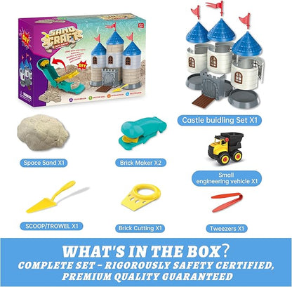 SIGHTEEDA Sand Play Kit for Kids 3-8 | 1.7 lbs Moldable Sensory Sand with Tools & Molds, Mess-Free Indoor Sandbox Toys, STEM Learning Activities Easy Clean Up