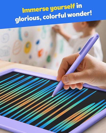 TEKFUN LCD Writing Tablet Doodle Board, 12inch Colorful Drawing Travel Essentials, Toddler Toys for 3 4 5 6 7 8 Year Old Girls Boys (Purple)