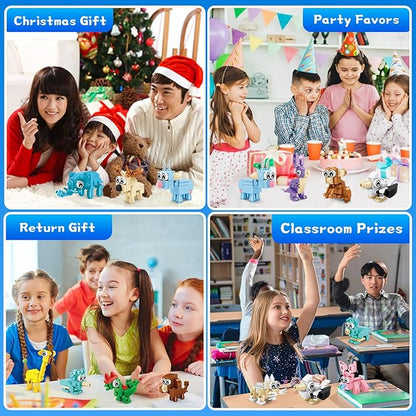 Building Sets 24 Packs Party Favors for Kids, 3 in 1, 72 Kinds of Transformable Animal Building Block Toy, Goodie Bag Stuffers, Classroom Student Prizes Christmas Birthday Gifts for Kid Age 6+