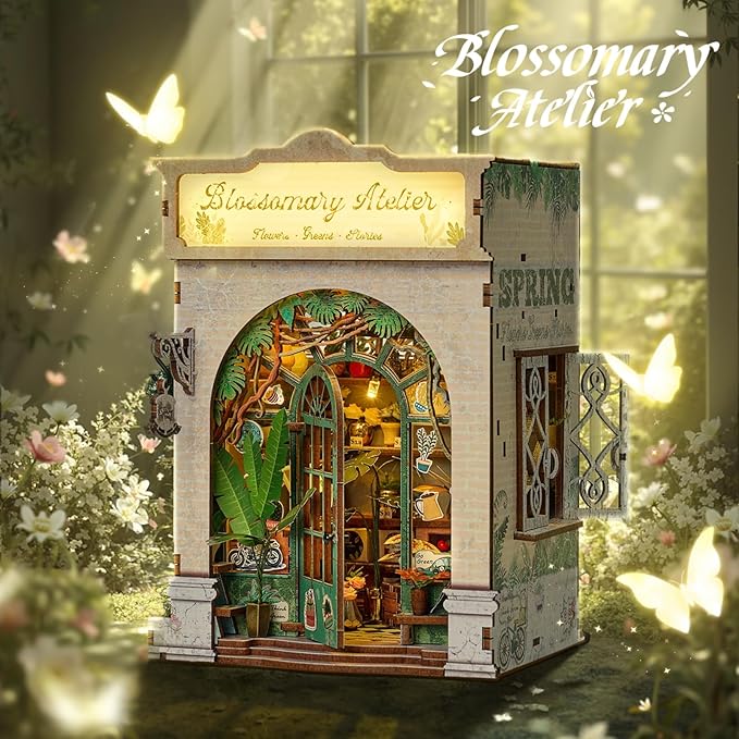 Book Nook Kit，DIY Miniature Dollhouse Kit for Adults and Teens，3D Wooden Tiny House for Family and Friends，Bookshelf Decor in Halloween/Christmas (DH-HYXZ-White)