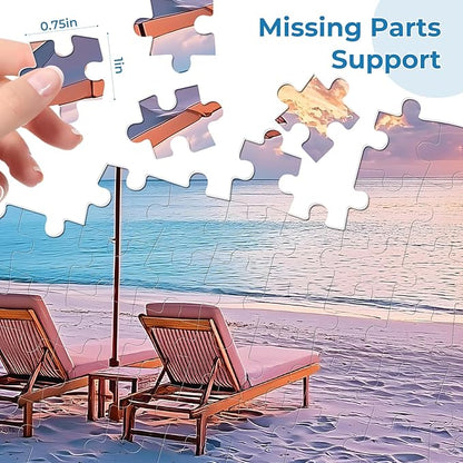 Puzzles for Adults 500 Pieces,Hawaiian Sunset Beach Puzzle for Adults,500 Pieces Tropical Ocean Sunrise Puzzles,Beach Chair Jigsaw Puzzle,Perfect for Game Night Giving Puzzle,20.5x15 in
