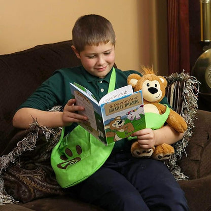 Plushible Pawley Book Set – Teddy Bear Stuffed Animal with Matching Bag & 'Pawley’s Adventure' Book, Soft Plush Toy for Babies, Toddlers & Kids, Ideal for Birthdays & Special Occasions