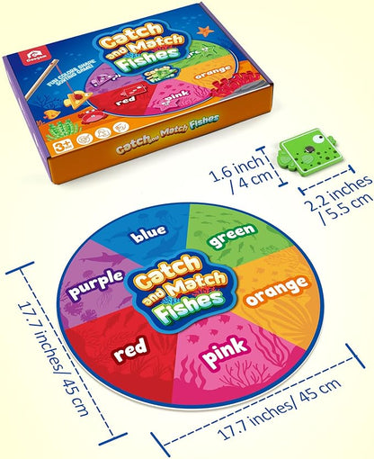 Coogam Montessori Toy for Toddlers, Fine Motor Skill Wooden Magnetic Fishing Game for Year Old Kids, Color and Shape Sorter for Age 3 4 5 Girls Boys Preschool Educational Gift