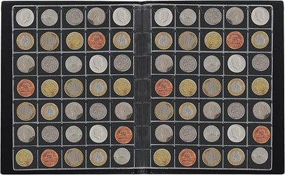 420 Pockets Coin Albums - 1.2x1.1 inch Grid Blue Coin Book 10 Pages Coin Collection Holder Letter Size Coin Storage Book 3.0x2.8 cm Pocket CS0242BK