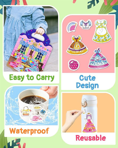 Benresive Reusable Sticker Book for Toddlers 2-4 Years, Fun Travel Stickers for Kids, Waterproof Sticker Books for Toddlers 1-3, Crafts Activities for Todddlers 1-3 2-4 3-5 - Dress Up