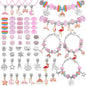 Flasoo DIY Charm Bracelet Making Kit, Jewelry Kit with Unicorn Mermaid Pink Stuff Craft Gifts for Birthday, Christmas, New Year