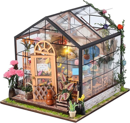 DIY Handmade Miniature Furniture, Wooden Diorama Book Nook House Kits Build Crafts for Adults, Miniature Street Tiny Library House Making Kit 1:24 Scale