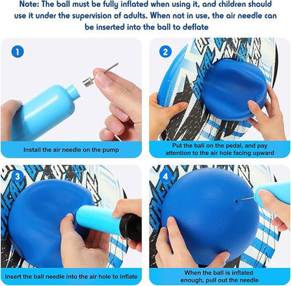 Junkin 2 Pcs Pogo Ball Trick Board Toy Balance Board Pogo Balance Bounce Ball with Pump and Strong Grip Deck for Fun Challenge Fidget Indoor,Outdoor Toys
