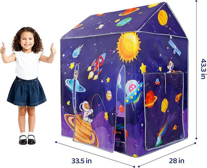 TTLOJ Gift for Christmas Universe Space Style Play Tents for Boys Girls, Playhouse Castle Toy for Toddler Play House, Teepee Tent Indoor Outdoor