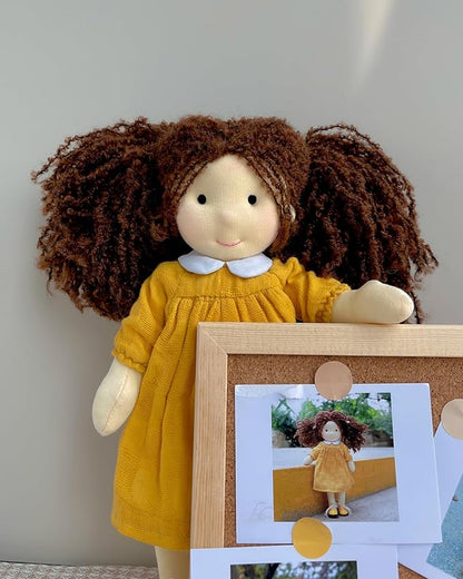 BlissfulPixie Handmade Waldorf Doll - Inka 12", Soft Girl Rag With Cute Stuffed Plush, Ideal First for Babies & Toddlers
