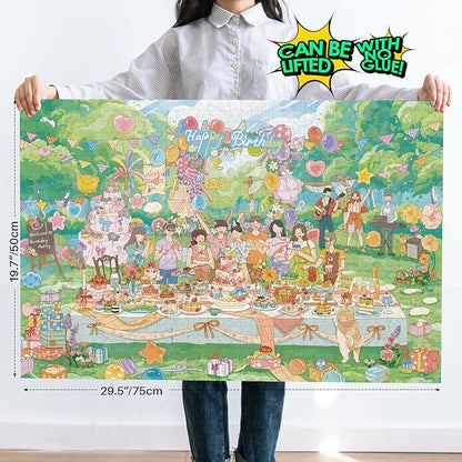 MOMIBOOK 1000 Piece Puzzle for Adults Jigsaw Puzzles of Birthday Movement, Glow in The Dark Luminous Painting Image Challenging Hard Impossible Puzzle Unique Funny Party Christmas Birthday Gifts