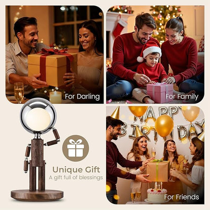 Cordless Table Lamp, Rechargeable Wooden Table Lamp with Touch Control & Adjustable Brightness, Cordless Decorative Bedside Lamp for Bedroom, Home Decor & Unique Gifts, Black Walnut