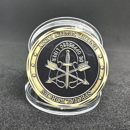 Military Challenge Coin USA Army Special Forces - Green Beret Faithful & True Valor Military Gift for Soldiers & Veterans - Disabled Veteran Owned Business - Army Prayer