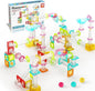 PicassoTiles 100pc Magnetic Marble Run Travel Size Tile Blocks Construction Kids Toy Set On The Go Mini Magnet Tiles Marbles Playset for Race Track Building Block STEM Learning Kit Boy Girl 3+ PTMG100