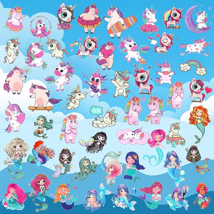 Waterproof Temporary Tattoos For Kids - 260 Pieces | Unicorns & Mermaids | Temporary Tattoo Sheets for Girls | Party Favor for Goody Bags | Non-toxic、Skin-Safe*、Cosmetic-Grade