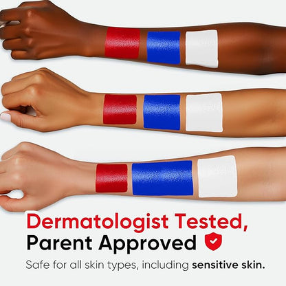 Blue Squid PRO Red White Blue Face Paint Stick - Waterproof Body Paint For Adults & Kids Eye Black Baseball, Eyeblack Softball - Hypoallergenic Twist-Up Non-Toxic Makeup Stick - Cosplay, Sports & SFX
