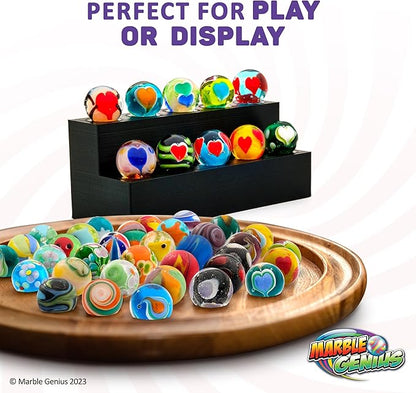Marble Genius Collectors Marbles, Sweetheart Design, 16mm (⅝ Inch), 10 Handmade Glass Marbles, Gifts for Marble Lovers, Gifts for Kids Ages 3+