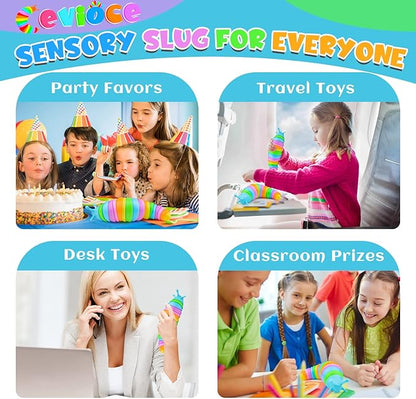 Cevioce Sensory Slug Fidget Toys,Fidget Slug Toys for Adults & Kids Party Favors,1 PC Cute Autism Sensory Toys for Autistic Children,Toddler Christmas Stocking StuffersTravel Toys for 3+