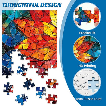 Puzzles for Adults 500 Pieces - Challenging Flower of Life Stained Glass Puzzle, Crystal Puzzle for Adults, Impossible Cool Mosaic Puzzles for Teens 12-16, Perfect for Game Nights 20.5X 15in