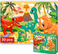 QUOKKA Puzzles for Kids Ages 3-5 - 30 Pieces Puzzles for Toddlers 2-4 - Dinosaurs Learning Jigsaw Puzzles for Kids 4-6 Years Old - Educational Toys for Boy and Girl