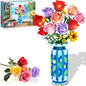 Roses Flowers Building Set with Vase & LED Light, Mother's Day 16 Mini Flowers Bouquet Botanical Building Blocks Toy, Birthday Gifts for Adults, Artificial Flowers for Home Decor & Display