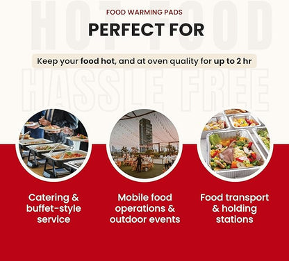 Flameless Food Warming Pads (Pack of 2) - Food Warmers for Parties Buffet Disposable - Party Buffet Servers and Warmers for Half Size Pans - Heating Pads for Chafing Dish- Must-Have Catering Supplies