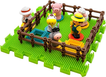 PicassoTiles PTB100 100pcs Hedgehog Shape 3D Building Blocks Tiles Farm Theme Set Learning Playset STEM Toy Set Educational Kit Child Branin Development Preschool Kindergarten Toy